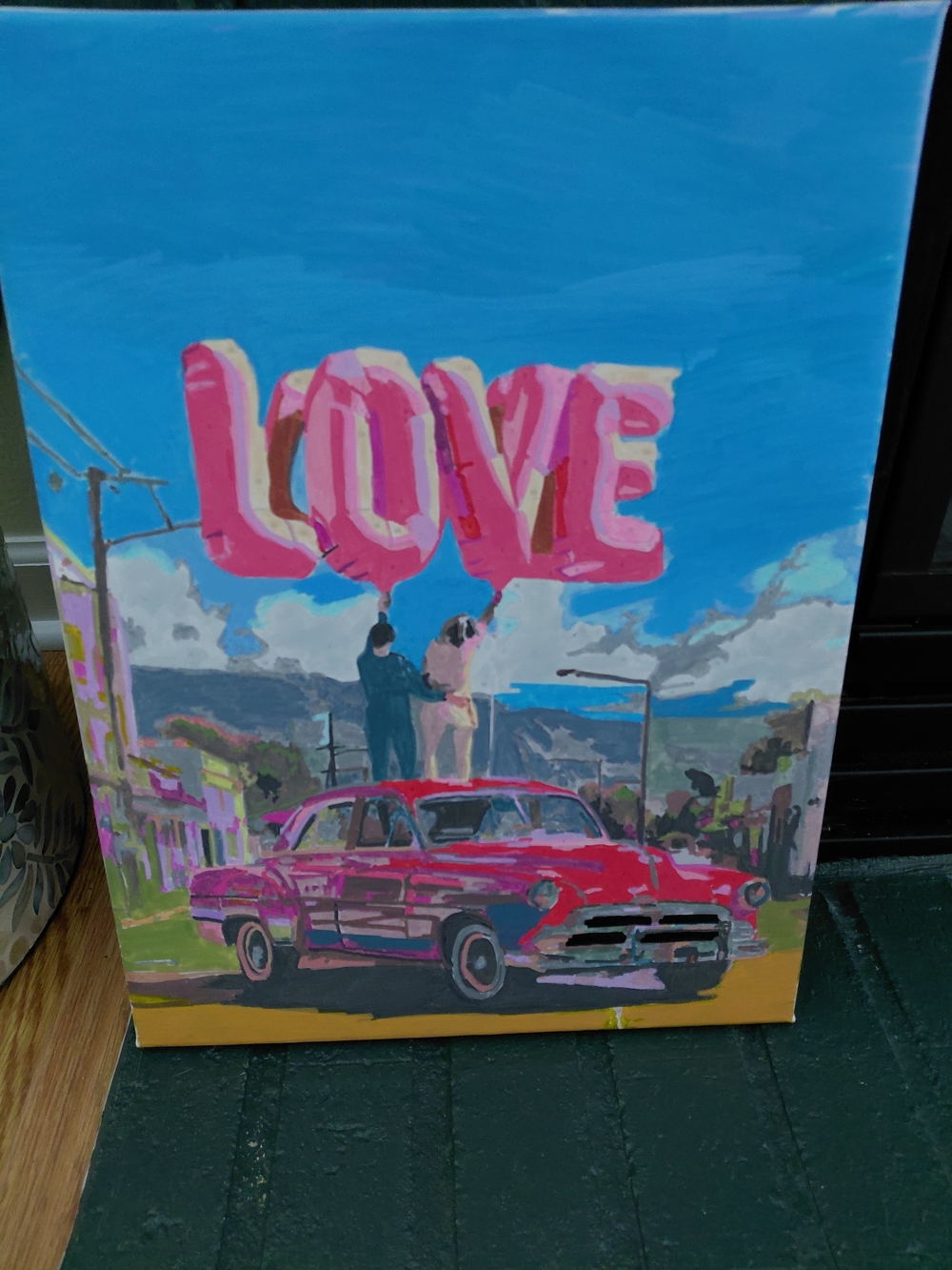 Contemporary 'LOVE' Pink Wall Art Canvas - PAINT BY NUMBERS